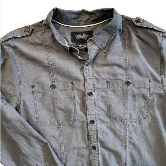 HARLEY DAVIDSON Dark gray Button down shirt with HD patch on back XL - Picture 8 of 10